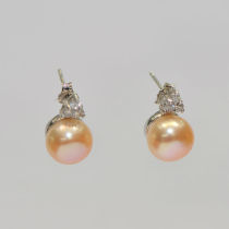 Light Orange Freshwater Pearl Stud Earrings