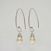 Rice shape Freshwater Pearl fancy design gold earrings