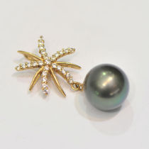 Elegant Wholesale 9-10mm black round pearl pendant designs
