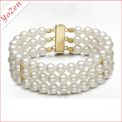 Bronze Pearl Crystal Wedding New Gold pearl bracelet