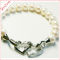 Charming heart white freshwater pearl bracelet