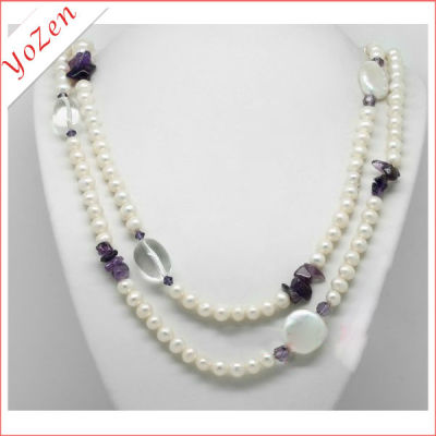 Nature white freshwater pearl fashionable necklaces