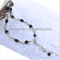 Fashion long stone and keshi freshwater pearl sweater necklace jewelry set