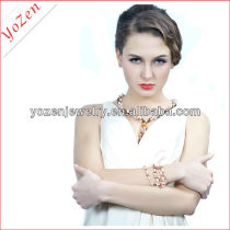 Fashion long white crystal and freshwater pearl sweater necklace jewelry set