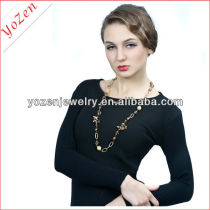 Fashion long white crystal and keshi freshwater pearl sweater necklace jewelry set