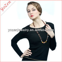 Fashion long crystal and silver grey freshwater pearl sweater necklace jewelry set