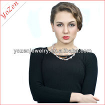 Fashion long crystal and freshwater pearl sweater necklace jewelry set