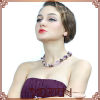 Purple stone and freshwater pearl necklace set silicone necklace