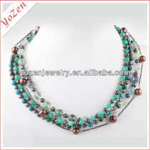 Multicolor and irregular shape freshwater pearl and crystal long pearl necklace designs