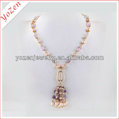 Pink freshwater pearl and crystal pearl necklace designs