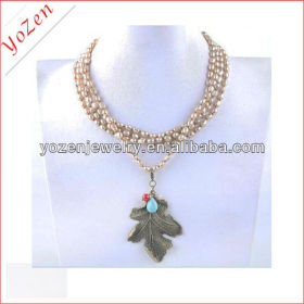 Charming rice shape freshwater pearl long pearl necklace designs
