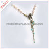 Charming irregular shape freshwater pearl and stone long pearl necklace designs