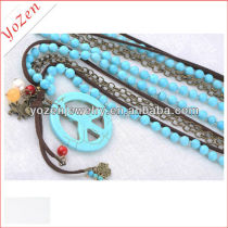 Charming Turquoise and freshwater pearl and stone long pearl necklace designs