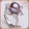 wholesale 9-10mm flower freshwater pearl beautiful silver rings