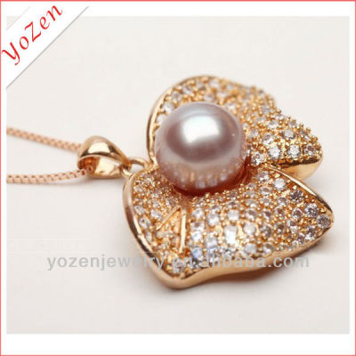 Natural butterfly purple pearl pendant 925 silver rose gold