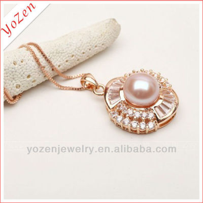 11-12mm Natural freshwater pearl pendant 925 sterling silver rose gold