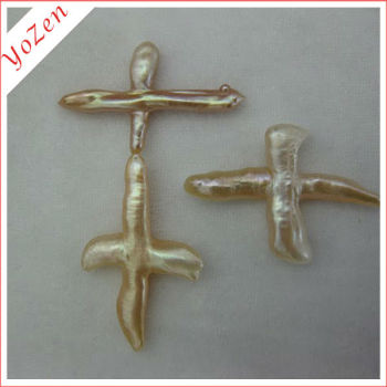 Irregular cross shape freshwater loose pearl