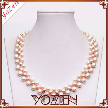 2013 new 3 rows botton pearl necklaces jewelry for women