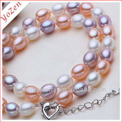 New design three color fashion Pearl necklace handmade