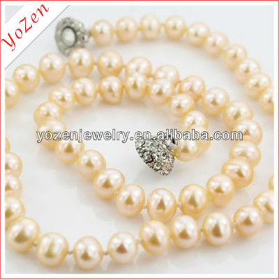 Near round pink Freshwater Pearl Beads Necklace