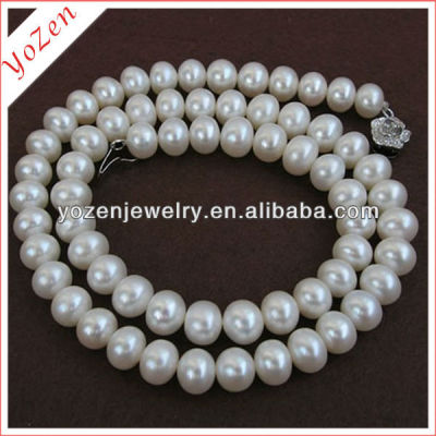 Oblate Freshwater Pearl Beads stainless steel Necklace