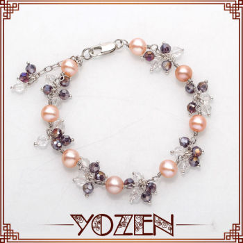 BYZ181 Classical style white freshwater pearl fashion zipper bracelet
