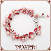 New design pink freshwater pearl fashion bracelet charms