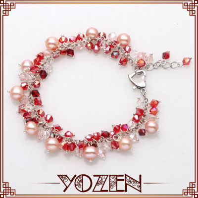 New design pink freshwater pearl fashion bracelet charms