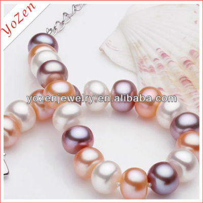 Elegant multicolo freshwater pearl bracelet