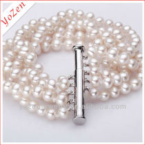 2013 lastest design 5 rows freshwater pearl bracelet with diamond