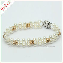 2013 lastest design 4-5mm freshwater pearl bracelet with diamond