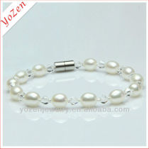 2013 lastest design water-drop freshwater pearl bracelet with diamond