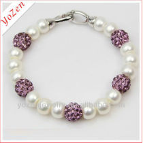 2013 lastest design with diamond freshwater pearl bracelet
