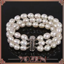 Charming white freshwater pearl lace pearl bracelets
