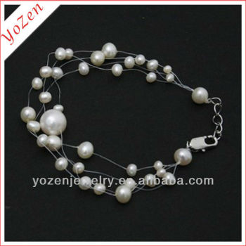 2013 lastest design flower bracelet babysbreath freshwater pearl bracelet