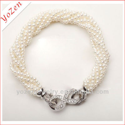 2013 new design multilayer near round fashion small freshwater pearl bracelet