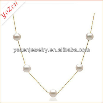 Piece design alloy train and freshwater pearl necklace