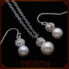 near round pendant and ring freshwater pearl bridal jewelry set crystal jewelry