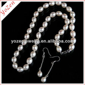 Wholesale elegant rice shape white jewelry Set