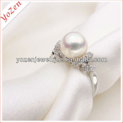 wholesale the beautiful near round shape freshwater pearl ring