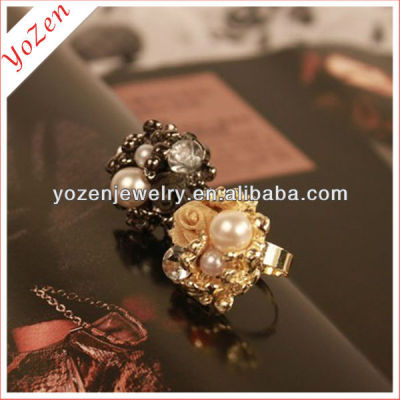 wholesale the white near round freshwater pearl ring