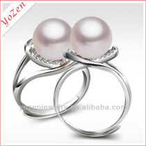 wholesale 9-10mm flower freshwater pearl rings with diamond