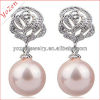 Beautiful pink or white near round freshwater pearl earring