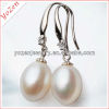 Beautiful teardrop white freshwater pearl earring