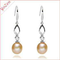 Nature pink color rice freshwater pearl earring