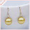 Drying gold color round freshwater pearl earring