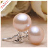 Nature pink oblate shape freshwater pearl stud earring