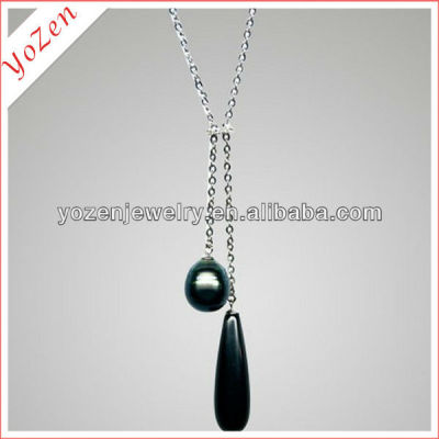 Charming black teardrop freshwater pearl pendant jewelry