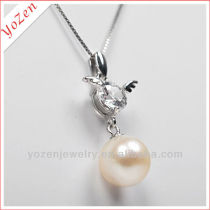 Natural freshwater pearl pendant angel necklace sterling silver