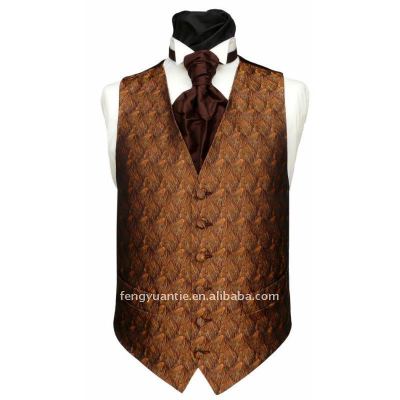 Orange Textured Woven polyester Waistcoat